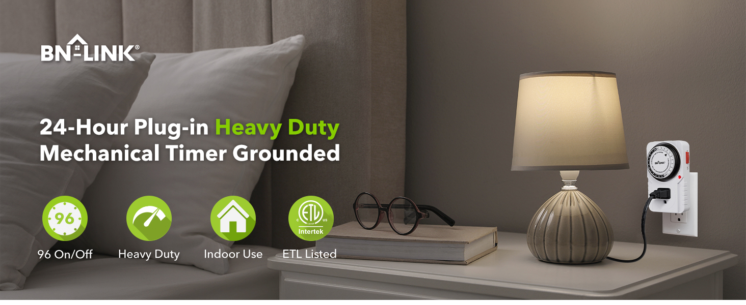 24-Hour Plug-in Heavy Duty Mechanical Timer Grounded
