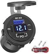 58W 12V USB Outlet Qidoe USB C Car Charger Socket Dual 12V USB-C PD 20W & 18W QC3.0 USB Car Port ...