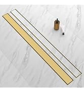 EBYTE Gold Linear Drain 48 Inch - 304 Stainless Steel Shower Drain, Brushed Gold Linear Shower Dr...