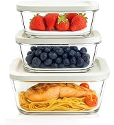 GENIEX Glass Vacuum Seal Containers for Food Storage (3pcs set) | Works with Handheld Vacuum Sealer