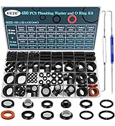 KEZE 680 PCS Rubber Washer Assortment Kit 14 Size Water Hose Washers and 18 Size Nitrile O Ring W...