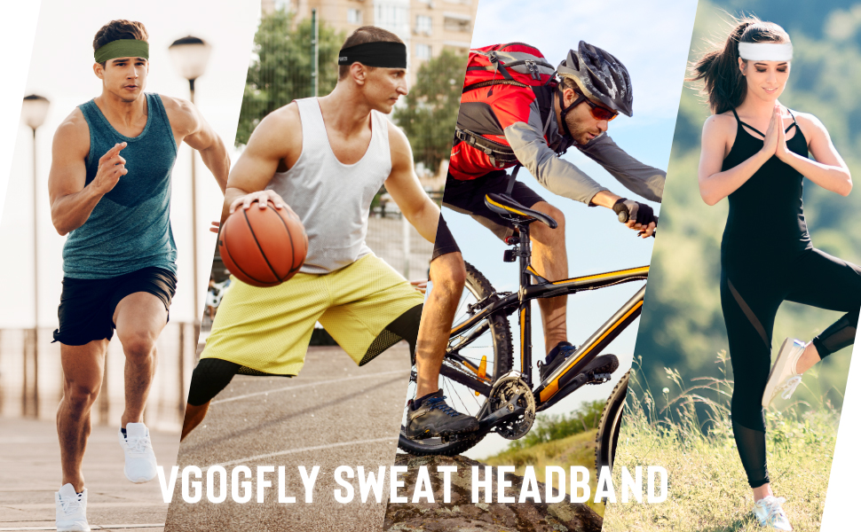 Vgogfly Sweat Headbands for Men Sweatbands Sports Head Band Running Boy Sweat Bands Workout Hairband