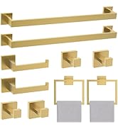 TURS Brushed Gold 10-Piece Bathroom Hardware Accessories Set Towel Bar Holder Set SUS304 Stainles...