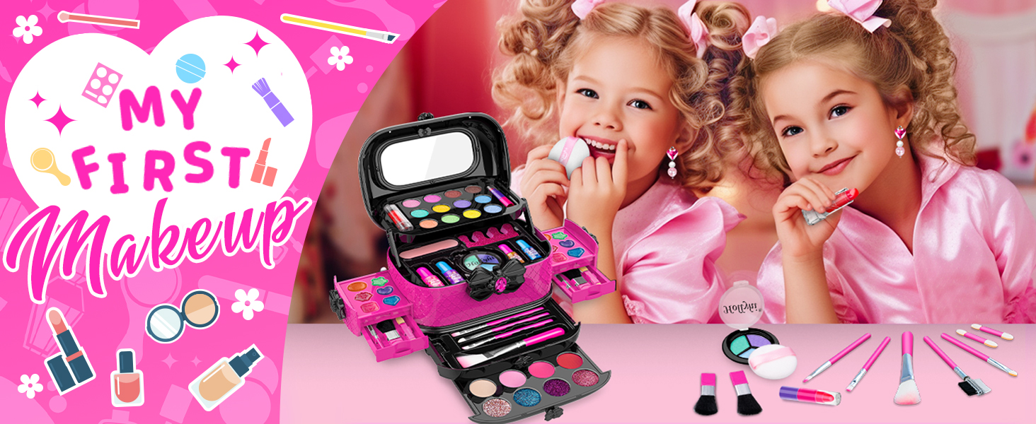 Kids Makeup Kit for Girl, Princess Toys Kids Makeup Sets Gifts for 3 4 5 6 7 8 9 10 11 12 Year Old