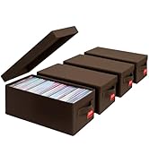 Tapetinel DVD Storage Box 4 Pack – Brown Sturdy Media Organizer with Lids, Holds 25 Standard DVD ...