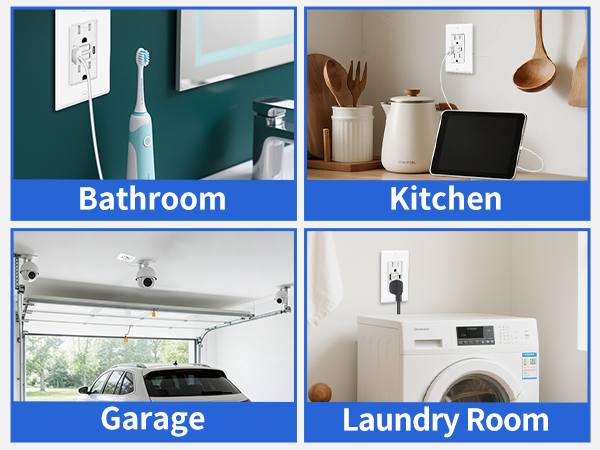Ideal for wet locations such as bathrooms, kitchens, garages and laundry areas