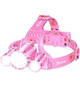Blukar LED Headlamp, Super Bright Rechargeable Headlight Flashlight - 3 Lights 5 Modes,Zoomable,S...