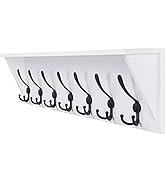 Dseap Coat Rack Wall Mounted Shelf with 7 Tri Hooks 35” Heavy Duty Wood Entryway Shelf with Hooks...