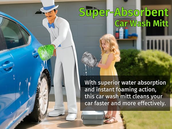 MR.SIGA Premium Microfiber Soft Chenille Car Wash Mitt