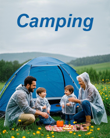 camping Rain Ponchos Disposable Family Adults