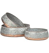 Red Co. Set of 12.5” to 9” Decorative Galvanized Metal & Copper Nesting Bowls in 3 Sizes