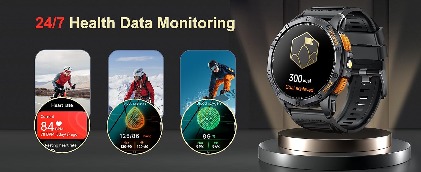 military smart watches for men android iphone GPS