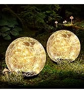 Garden Solar Ball Lights Outdoor Waterproof, 40 LED Cracked Glass Globe Solar Power Ground Lights...