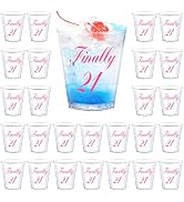 Kzeirm 110 Pcs Finally 21 Shot Glasses Disposable, Happy 21st Birthday Decorations for Her, 21st ...