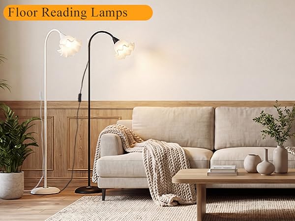 Short Floor Reading Lamps for living room with Adjustable Gooseneck Bendable