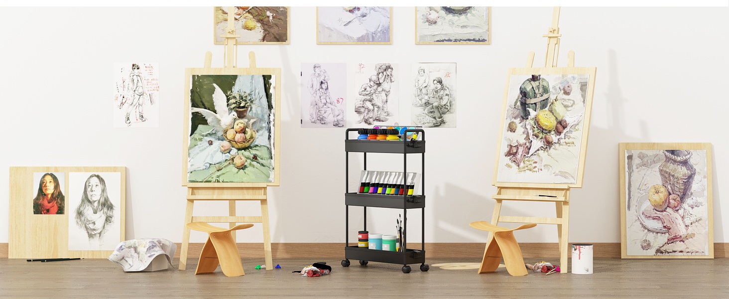 Slim Rolling Storage Cart with Wheels 4 Tier Skinny Bathroom Storage Organizer Narrow Shelf Unit