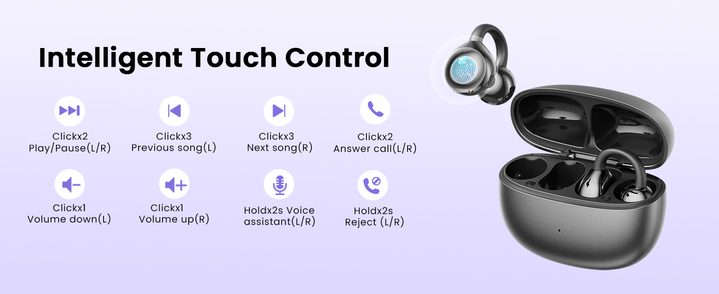 Clip on Earbuds,Open Ear Earbuds Wireless Bluetooth 5.4, Lightweight Open Ear Headphones