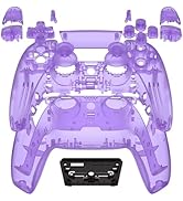 eXtremeRate Full Set Shell with Buttons Touchpad Cover, Clear Atomic Purple Custom Replacement De...