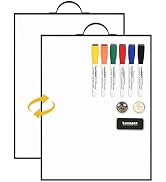 Lumspax Small White Board - 16" X 12" Portable Black Aluminum Framed Whiteboard, Magnetic Dry Era...