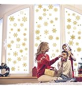 Shining Christmas Snowflakes Window Clings, 9 Sheets Glitter Snowflake Stickers DIY Removable Chr...