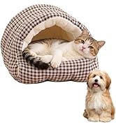 Cat Dog Cave Bed, 2026 New Winter Cave for Cat and Small Dog, Warm Plush Covered Cat House with R...