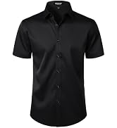 JEMITOP Men's Stretch Wrinkle Free Dress Shirts Formal Wedding Prom Short Sleeve Slim Fit Button ...