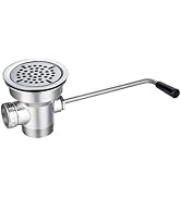 Sepaitek 3-1/2" Commercial Sink Drain with Twist Lever Handle, Waste Drain Valve with Overflow In...