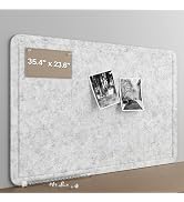Baysola Large Felt Bulletin Board for Wall, 36"x24" Frameless Picture Board, Soft Felt Cork Board...