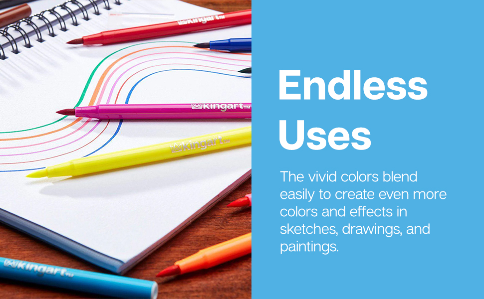 Watercolor Brush Tip Markers - 12 Colors