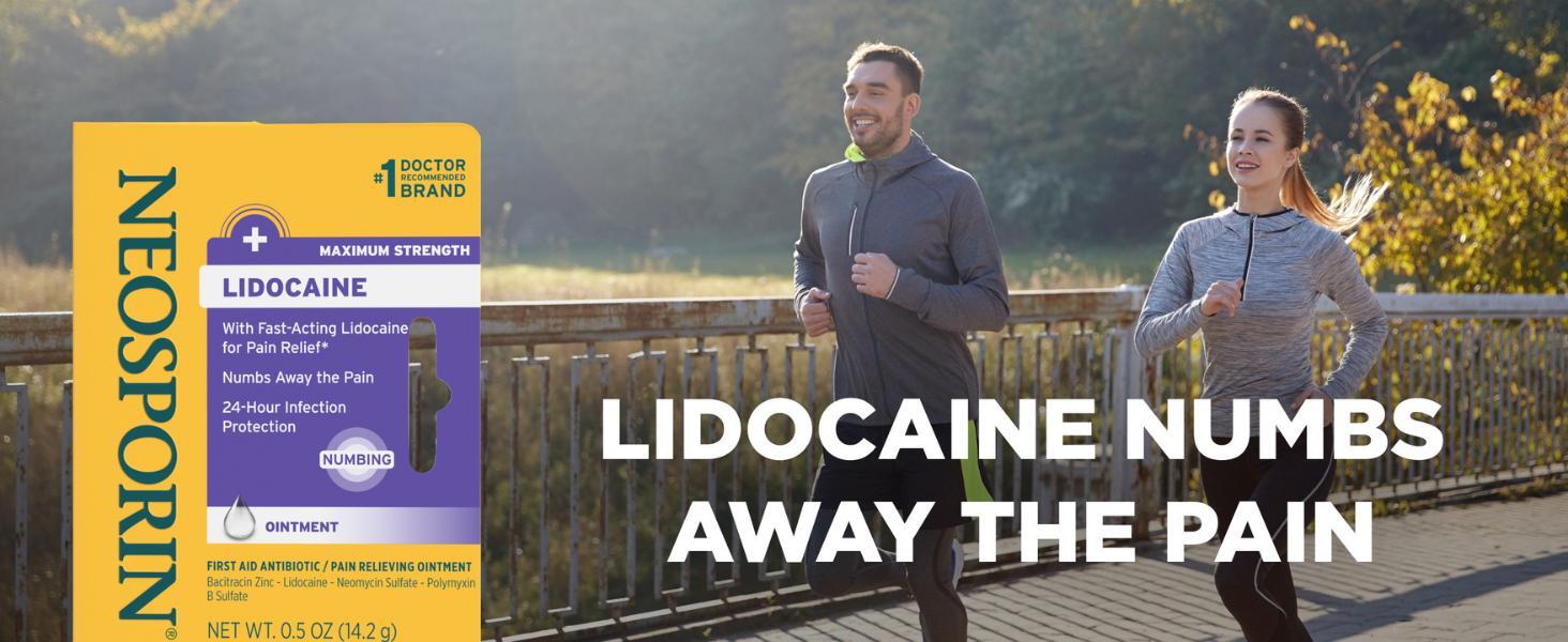 Neosporin Antibiotic Ointment with fast-acting Lidocaine helps numb away pain for pain relief