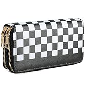 KAROMUS Women's Checkered Wallet, Large Capacity Highland Purse, 2 Zippers Card Cases and Money O...