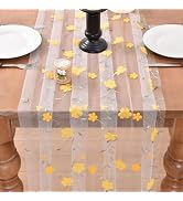 Joanlody Yellow Spring Summer Table Runner 10ft Embroidery Floral Wildflowers Seasonal Rustic Gau...