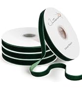 Jutieuo 40 Yards Dark Green Christmas Velvet Ribbon 3/8 Inch for Gift Wrapping, Christmas Tree Bo...