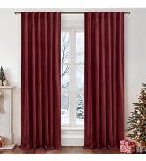 LAMIT Burgundy Red Velvet Curtains 84 Inch for Living Room, Vintage Thermal Insulated Panels Chri...