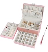 BOOVO Earring Jewelry Box For Women Girl Stud Organizer, 5 Layers Girl Jewelry Organizer Box With...