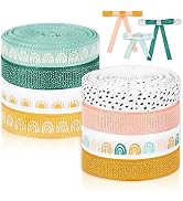Whaline 8 Rolls Boho Ribbon 40 Yards 0.4 Inch Grosgrain Ribbon Colorful Boho Sun Fabric Craft Rib...