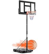 DUMOS 10FT Adjustable Height Portable Basketball Hoop Outdoor for Adult, 44 Inch Shatterproof Bac...