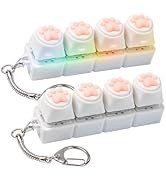 2 Pcs Keyboard Fidget Toy Light Up, Cute Clicky Keyboard Fidget Clicker Keychain, Cat Paw Key But...