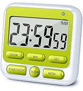 KTKUDY Digital Kitchen Timer with Mute/Loud Alarm Switch ON/Off Switch, 12 Hour Clock & Alarm, Me...