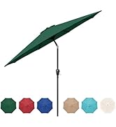 HealSmart 9ft Patio Push Button Tilt/Crank, Outdoor Table Market Yard Umbrella with 8 Sturdy Ribs...
