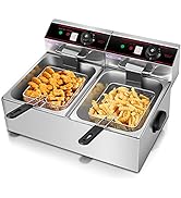 ARLIME Commercial Deep Fryer, 3400W Countertop Electric Deep Fryers with Basket Large Professiona...