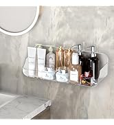 FEPTUASE Acrylic Shower Shelves, Clear Bathroom Shelves, Wall Mount Organizer, No Drilling Transp...