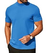 COOFANDY Mens Mock Turtleneck Shirts Casual Premium Cotton Short Sleeve Shirt Basic Half Neck T-S...