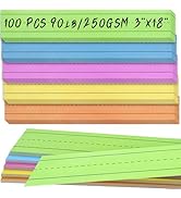 LOTMER 100 Sheets Colored Sentence Strips, 92LB/250gsm Cardstock Ruled Sentence Strips 3 x 18 Inc...