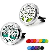 RoyAroma 2PCS 30mm Car Aromatherapy Essential Oil Diffuser Stainless Steel Locket with Vent Clip ...