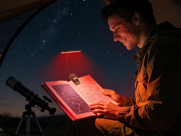 Glocusent 630nm Red Light Reading Light, 26 LEDs Zero Blue Light