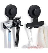 Fenas Suction Cup Razor and Shaver Holder for Shower Wall, Stainless Steel Reusable Suction Hook ...