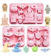 Halloween Witch Hat Silicone Molds, 3 Pack Nonstick Chocolate Candy Molds with Spooky Shapes Haun...