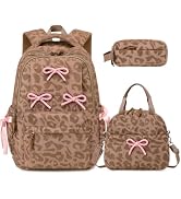 Similove Backpack for Girls Corduroy 3PCS Bow School Bookbag for Teen Girl with Lunch Box & Penci...
