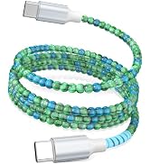 USB C to USB C Cable 6FT 60W Beaded Phone Fast Charging Cord&Car Charger for iPhone 17 16 15 Pro ...